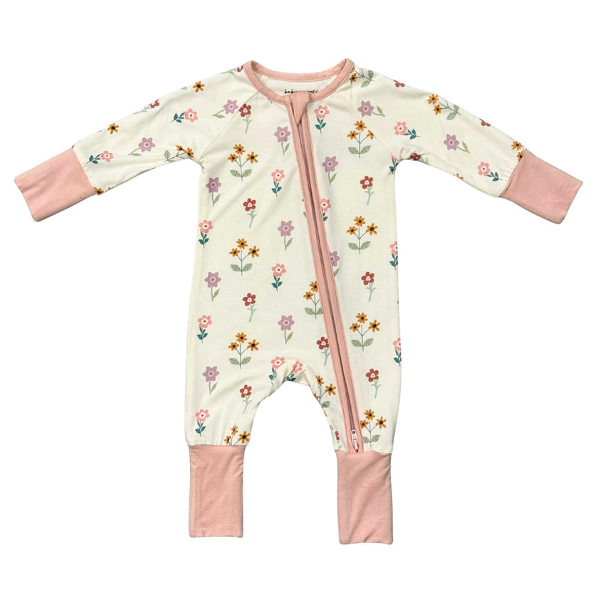 Baby Girl Long Sleeve Zip Romper in Meadow Bloom