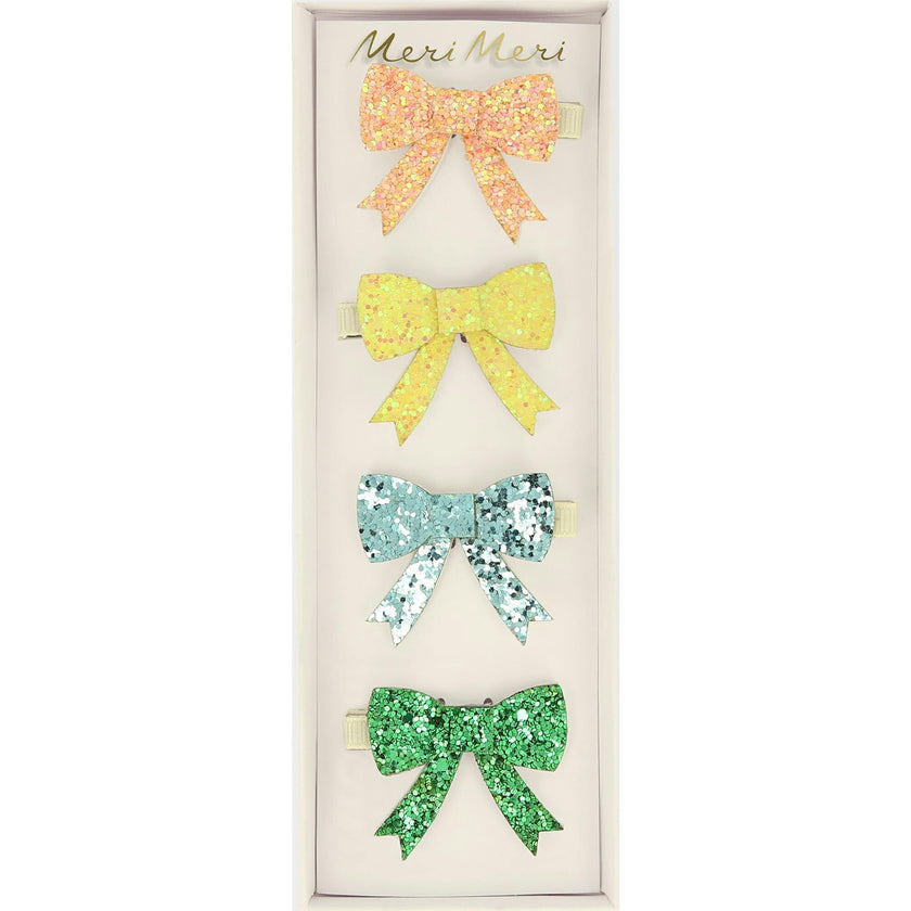 Glitter Bow Hair Clips
