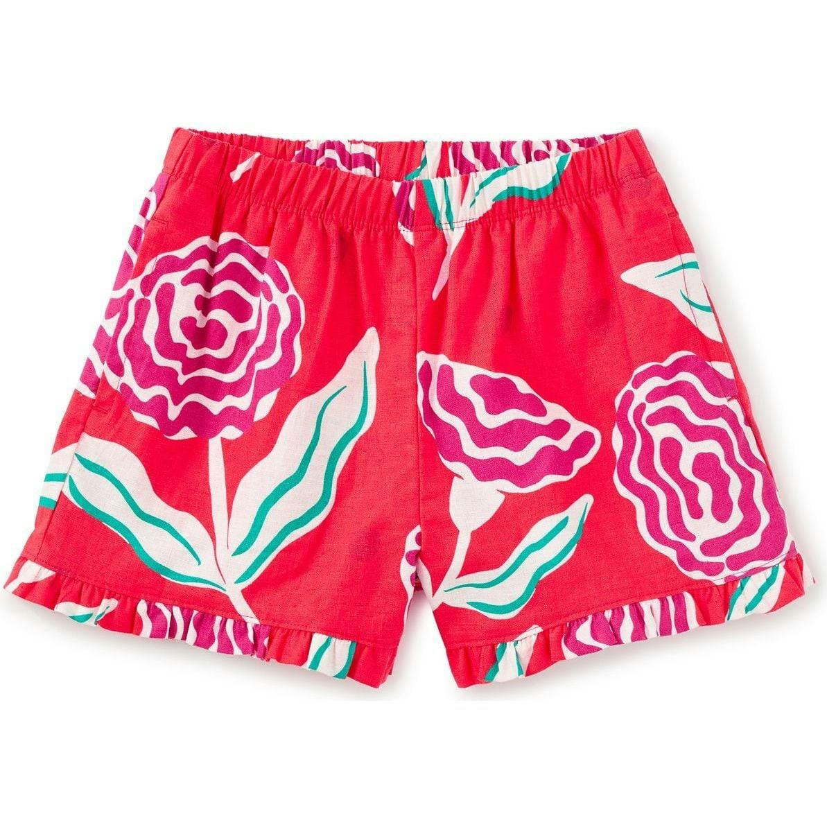 Ruffle Hem Woven Short, Pink