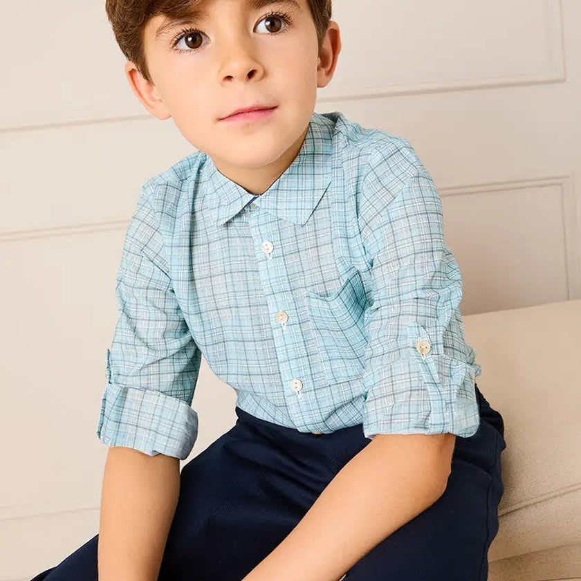 George Check Long Sleeve Shirt in Blue (12mths- 10yrs)