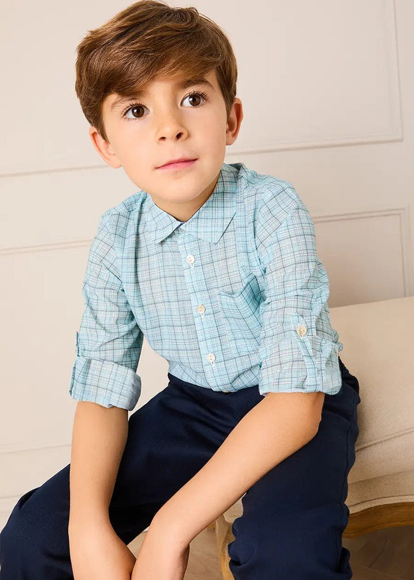 George Check Long Sleeve Shirt in Blue (12mths- 10yrs)