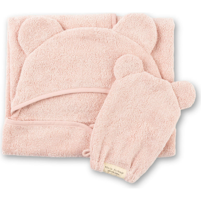 Hooded Towel + Wash Mitt Set Blush