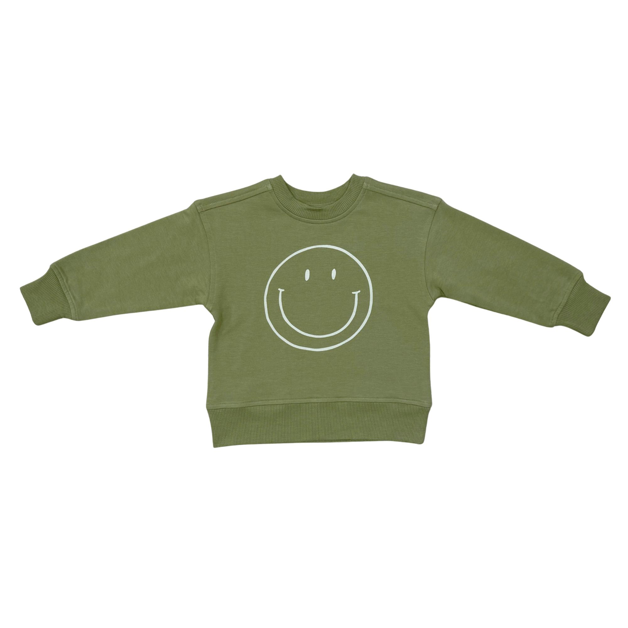 Boxy Sweatshirt in Smile in Deep Olive