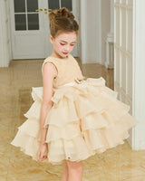 Cream Cliffara Floral Ruffle Occasion Dress