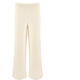 Women's Cream Wide Leg Knit Pant