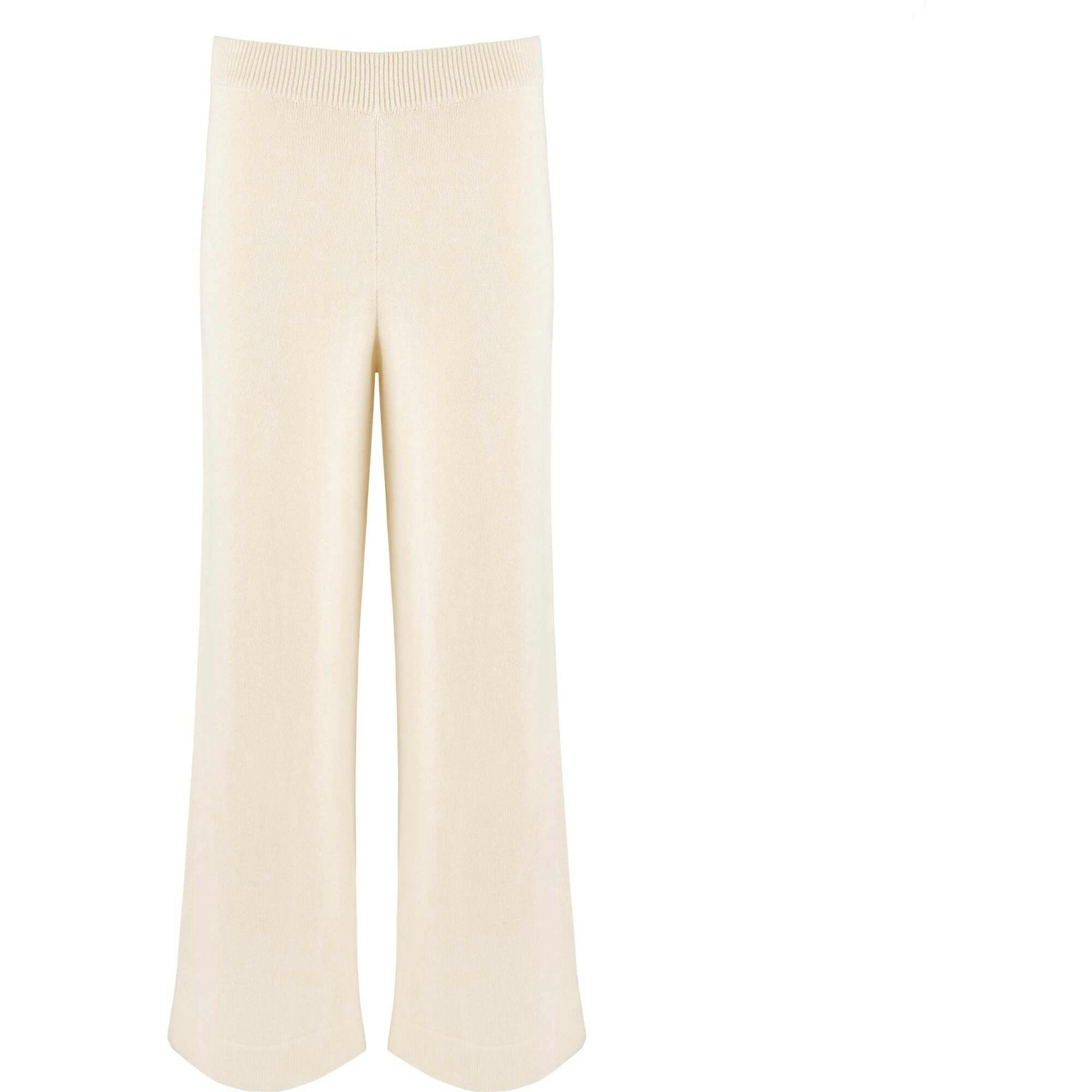Women's Cream Wide Leg Knit Pant