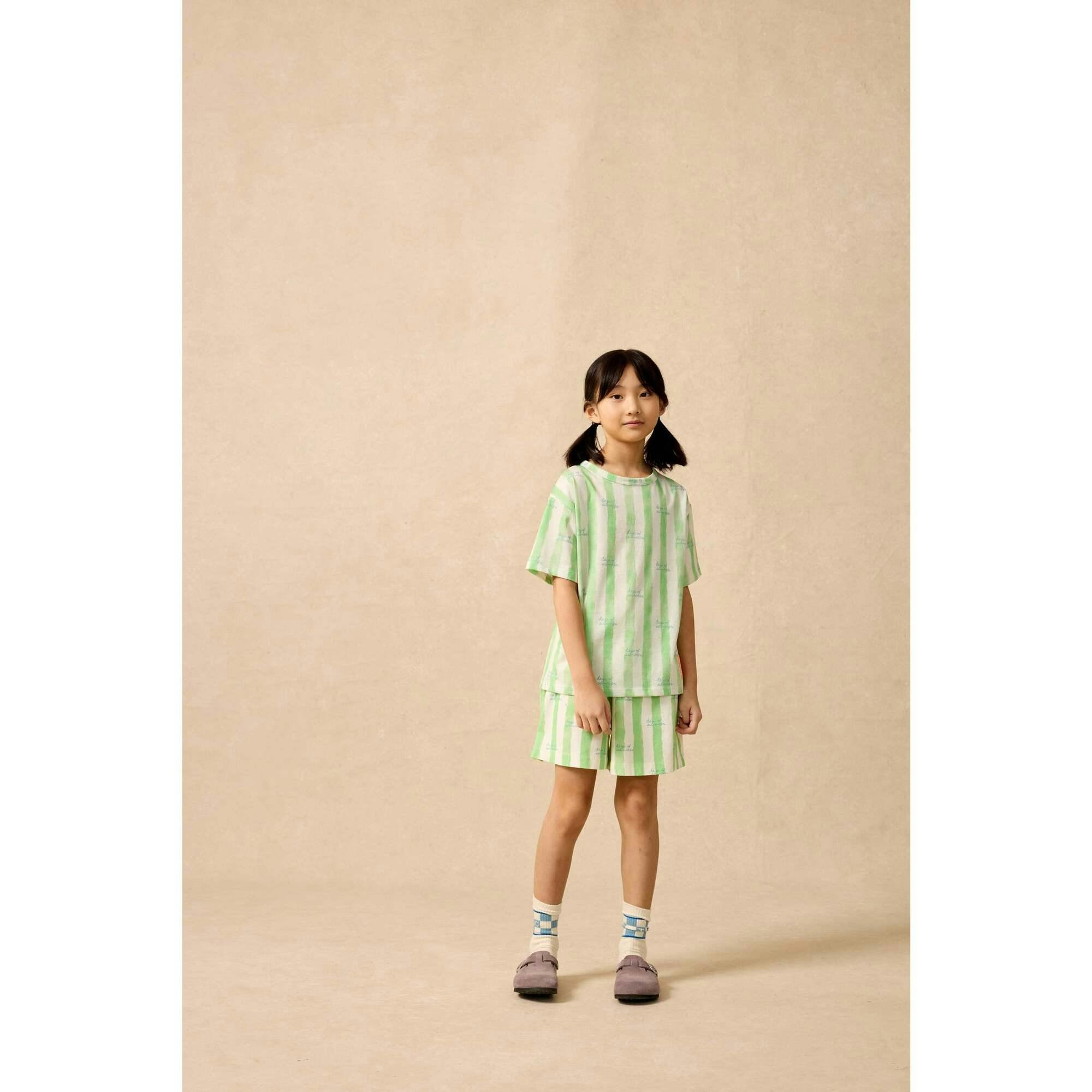 Organic Weekend Tee in Pistachio Stripe
