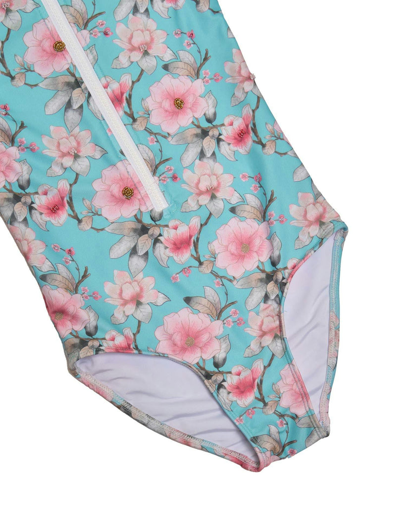 Long Sleeve Zip One Piece Swimsuit