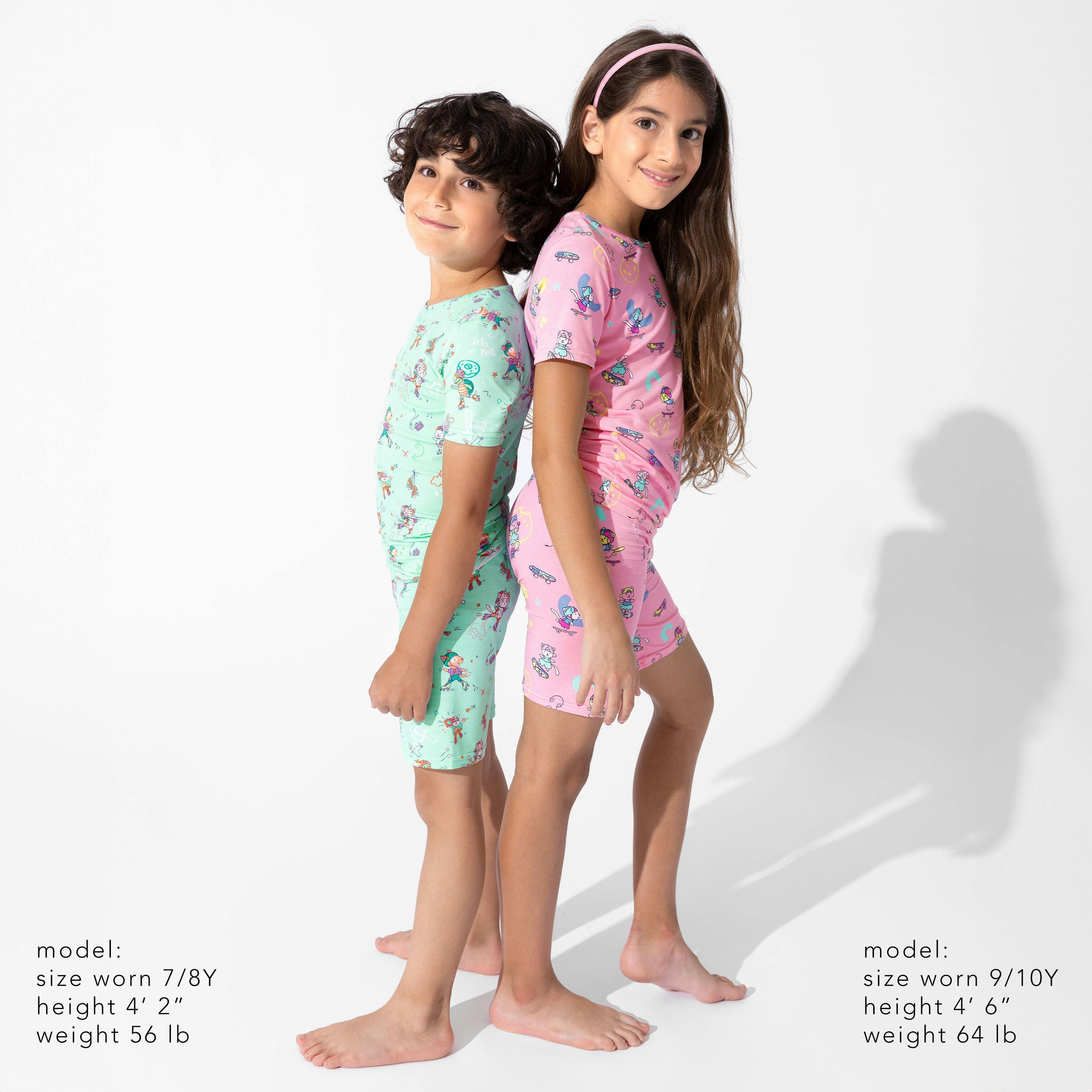 Skater Kitty Bamboo Kids Pajama Short Set