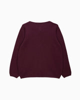 Velvet Big Bow Cardigan in Claret
