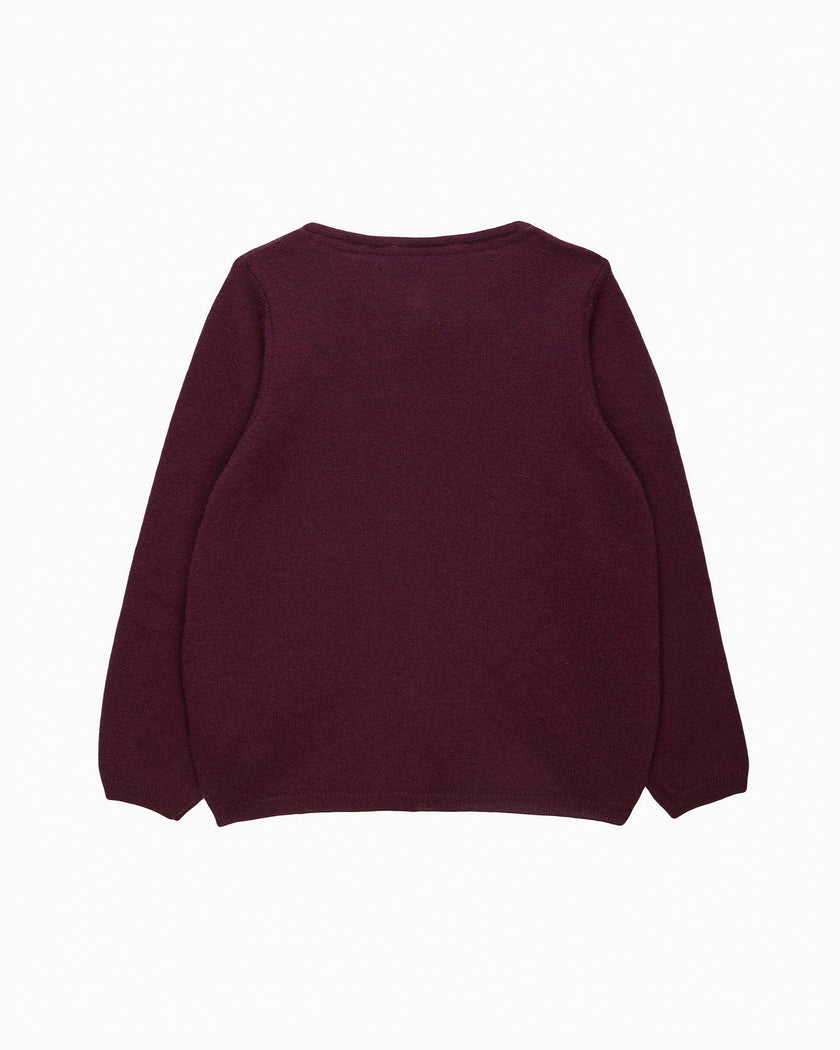 Velvet Big Bow Cardigan in Claret