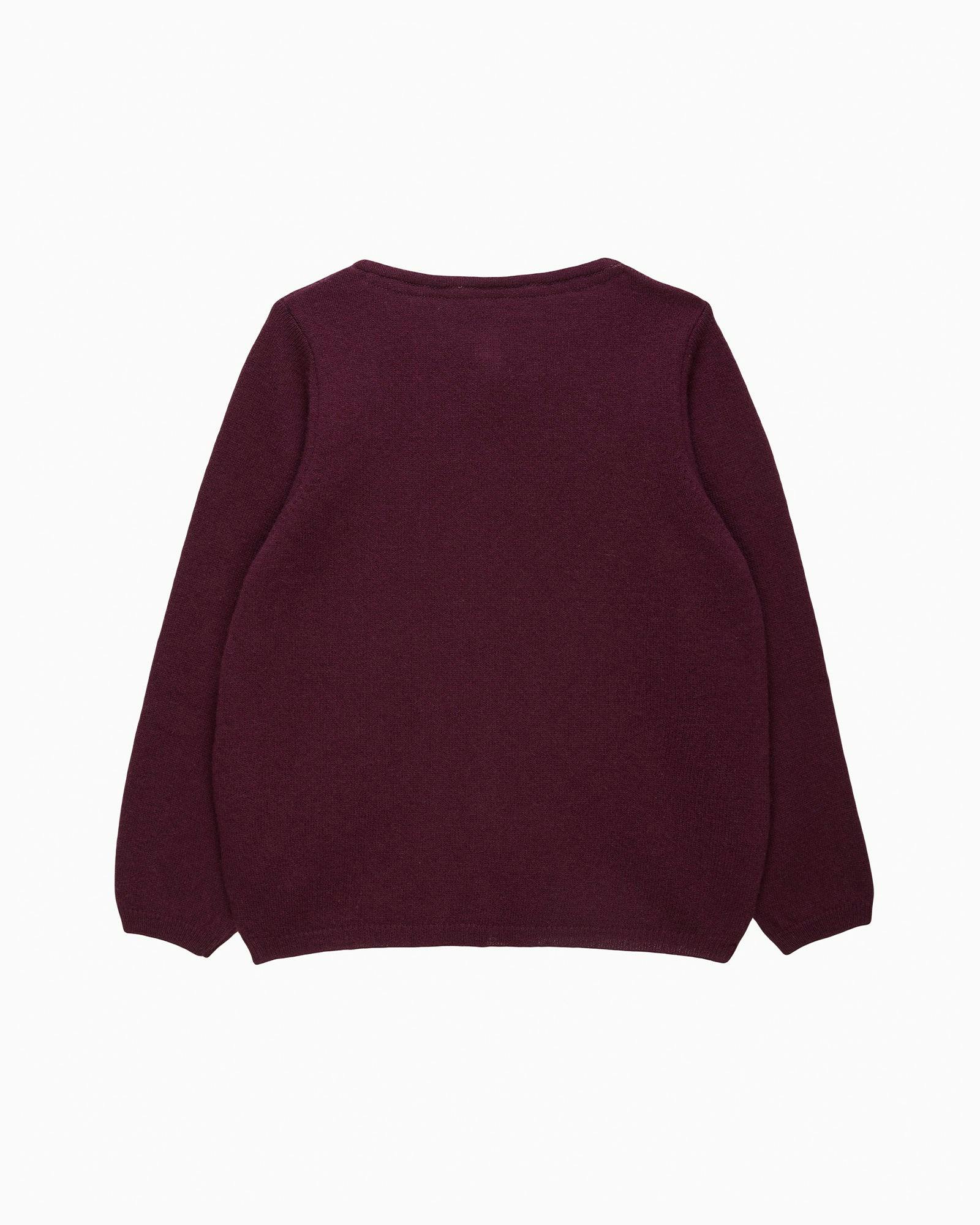 Velvet Big Bow Cardigan in Claret