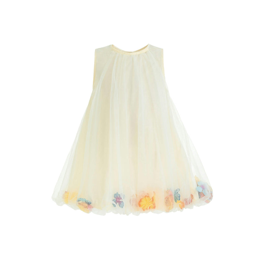 Ivory Floral Layered Sleeveless Dress
