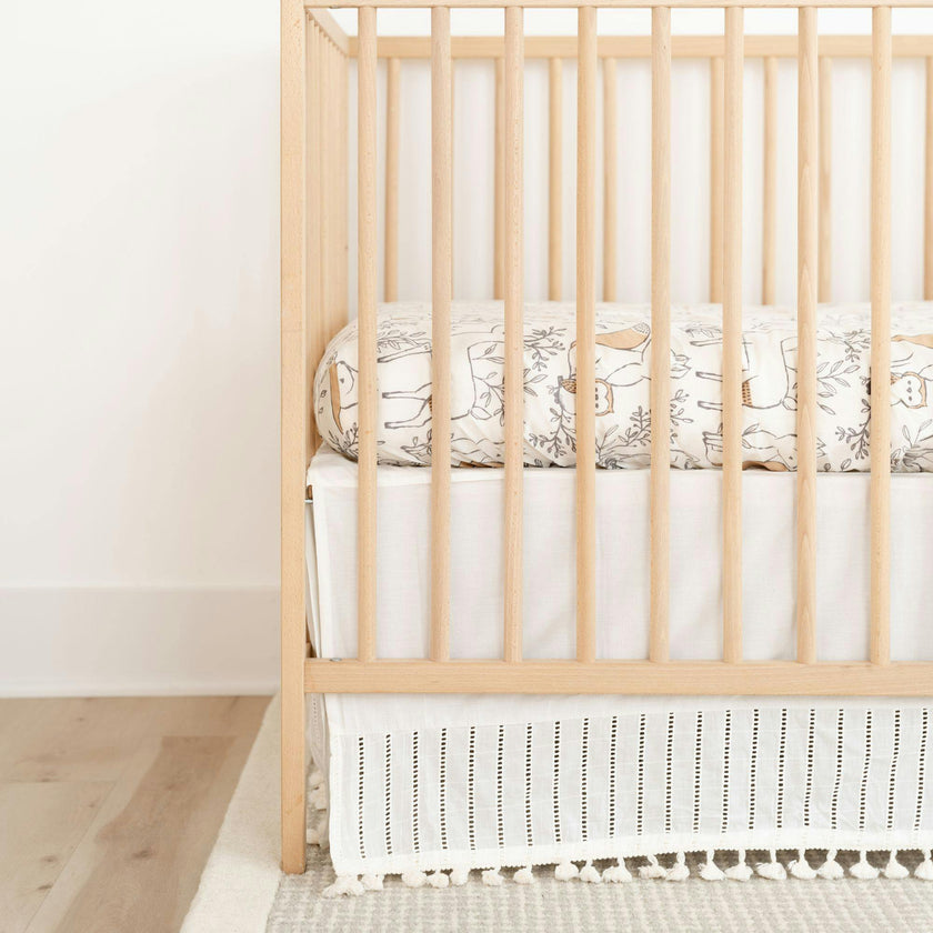 Off-White Boho Tassel Crib Skirt