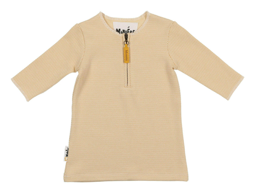 Microgrid Patterned 3/4 Sleeve Shirt