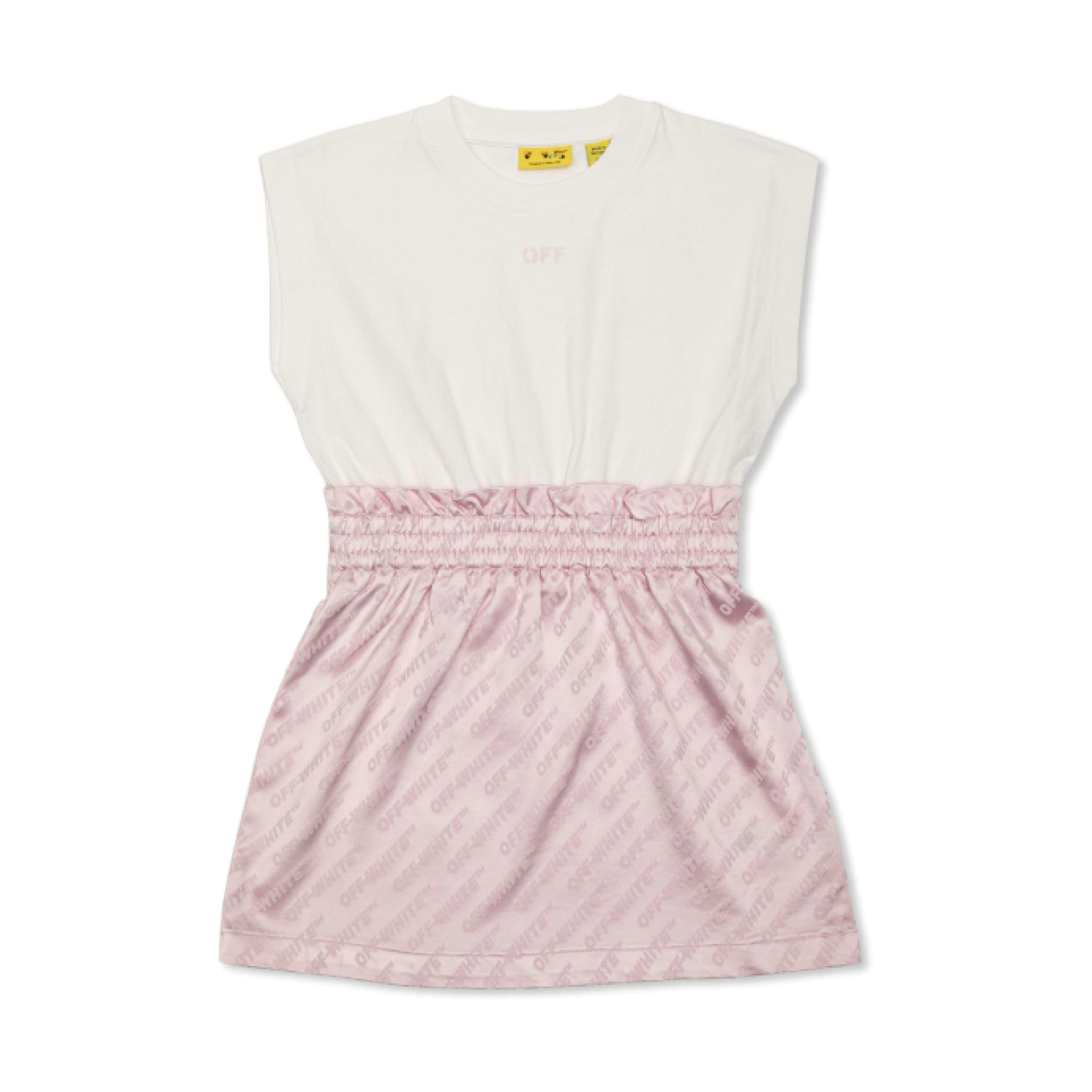 Pink Jacquard Off Satin Mix Dress