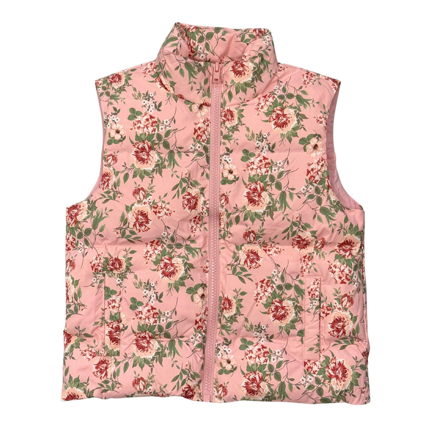 Girls Boho Puffer Vest in Maelle Beauty Roses