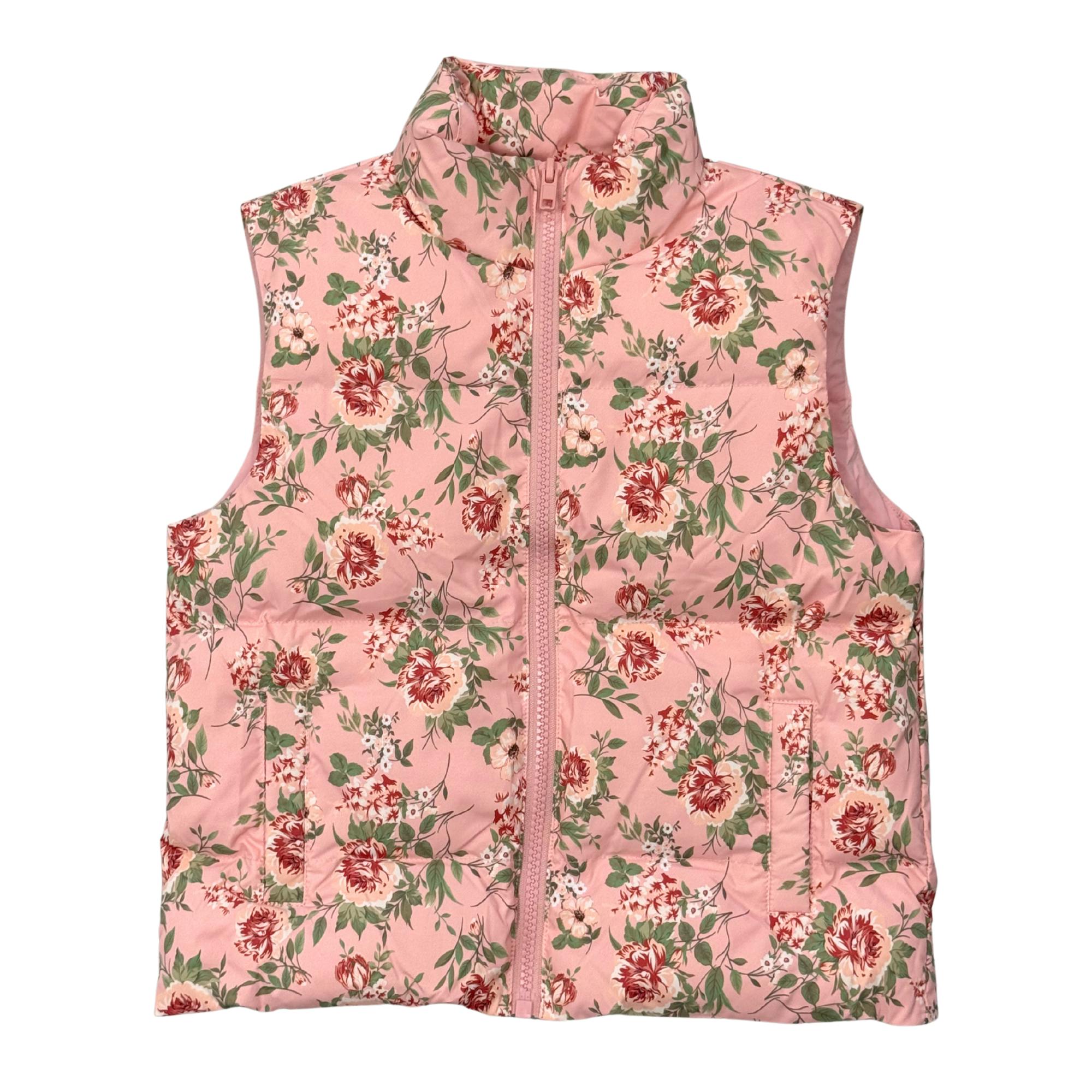Girls Boho Puffer Vest in Maelle Beauty Roses