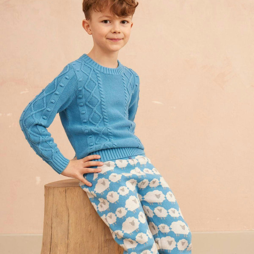 Cable Popcorn Jumper | Iceland Blue