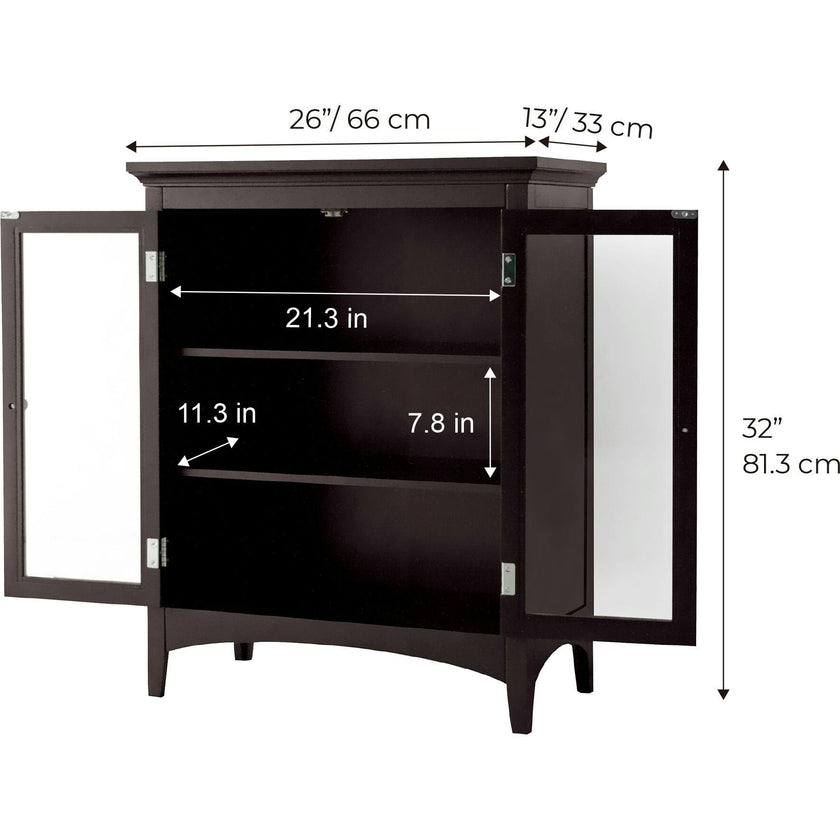 Madison Wooden Floor Cabinet with 2 Glass Doors