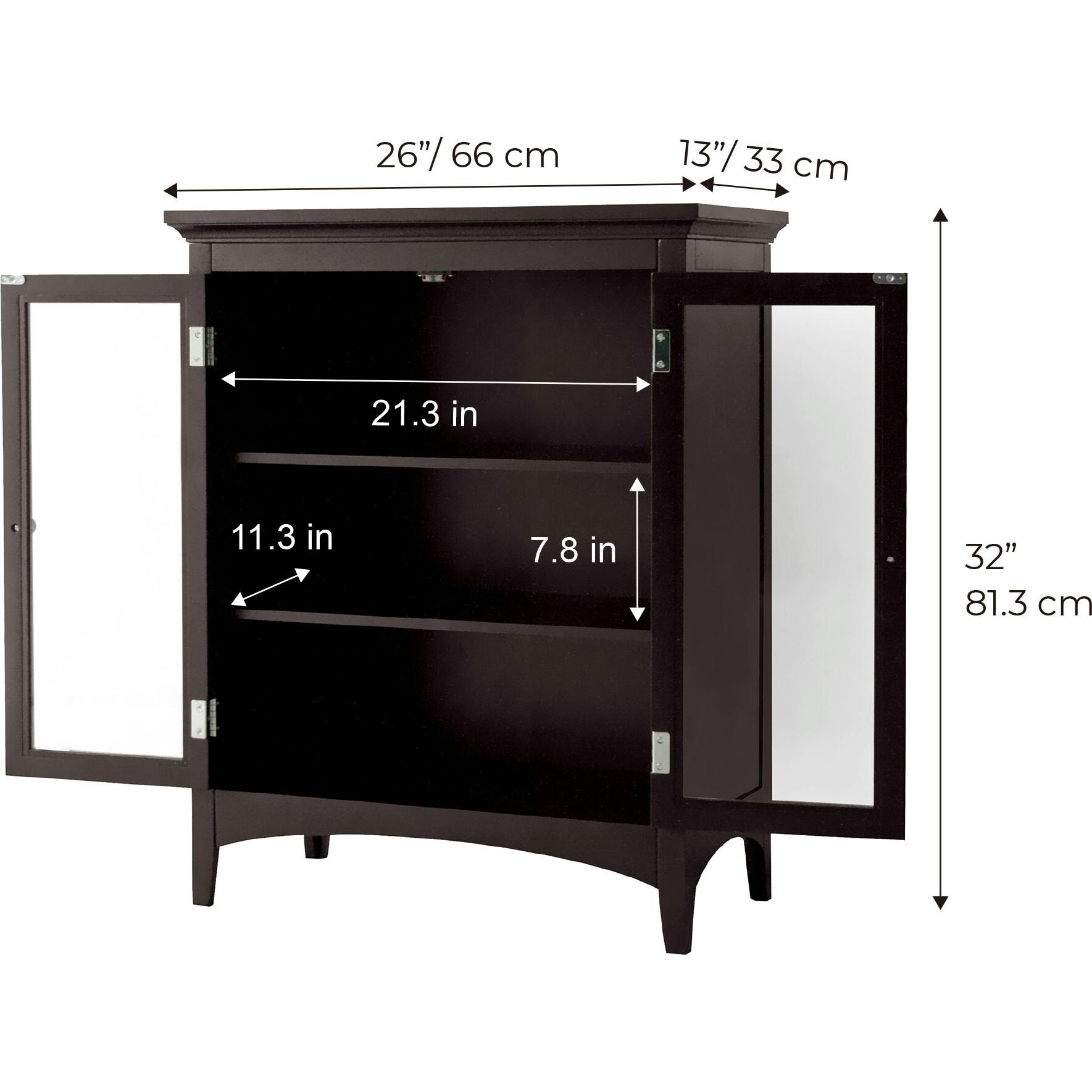 Madison Wooden Floor Cabinet with 2 Glass Doors