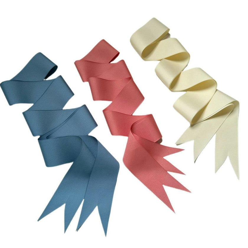 Ivory, French Blue & Coral Grosgrain Ribbon Pack - Long