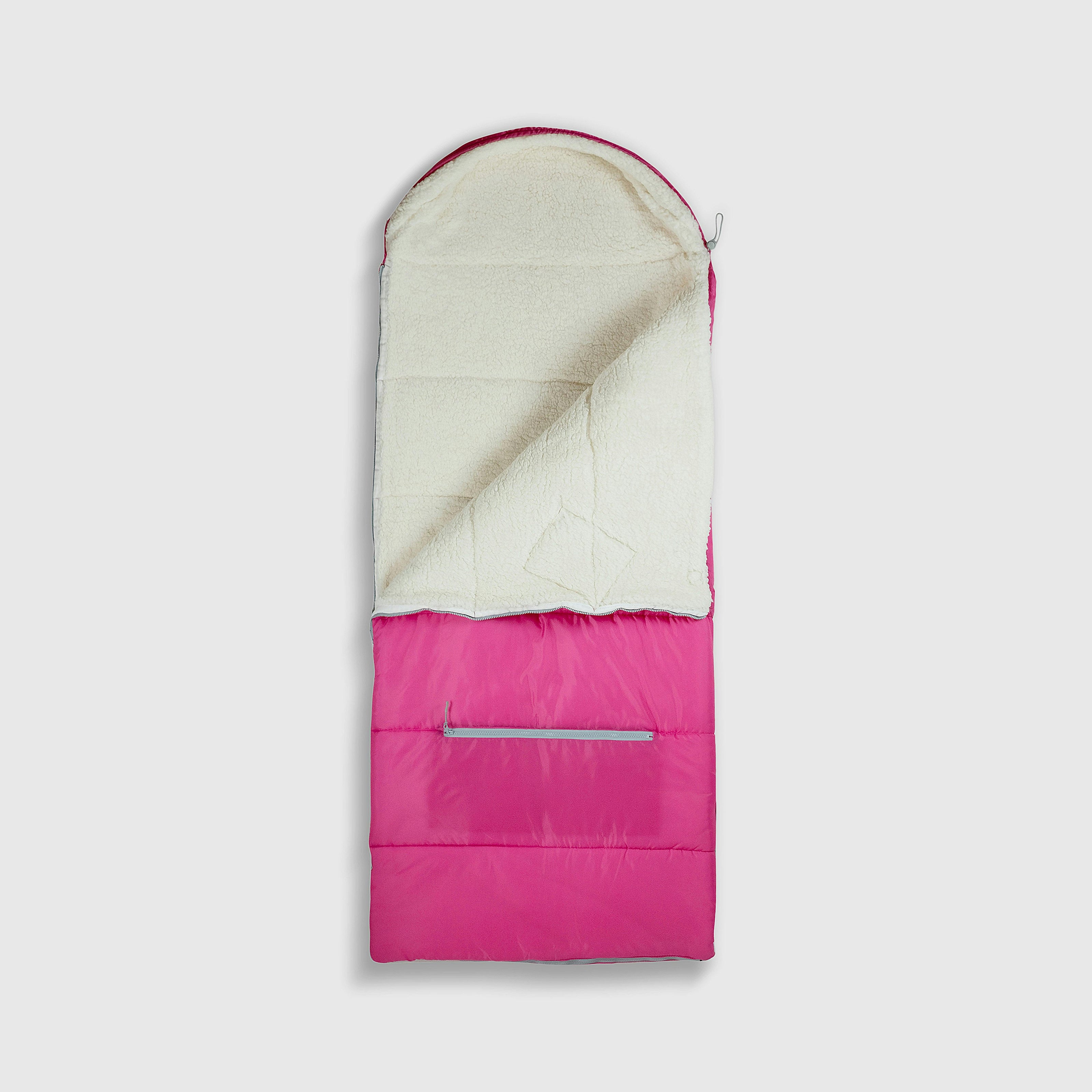 Sleep-n-pack: Packable Sleeping Bag, Big Kid 7-12+ yrs - Hibiscus Pink/Coconut Sherpa