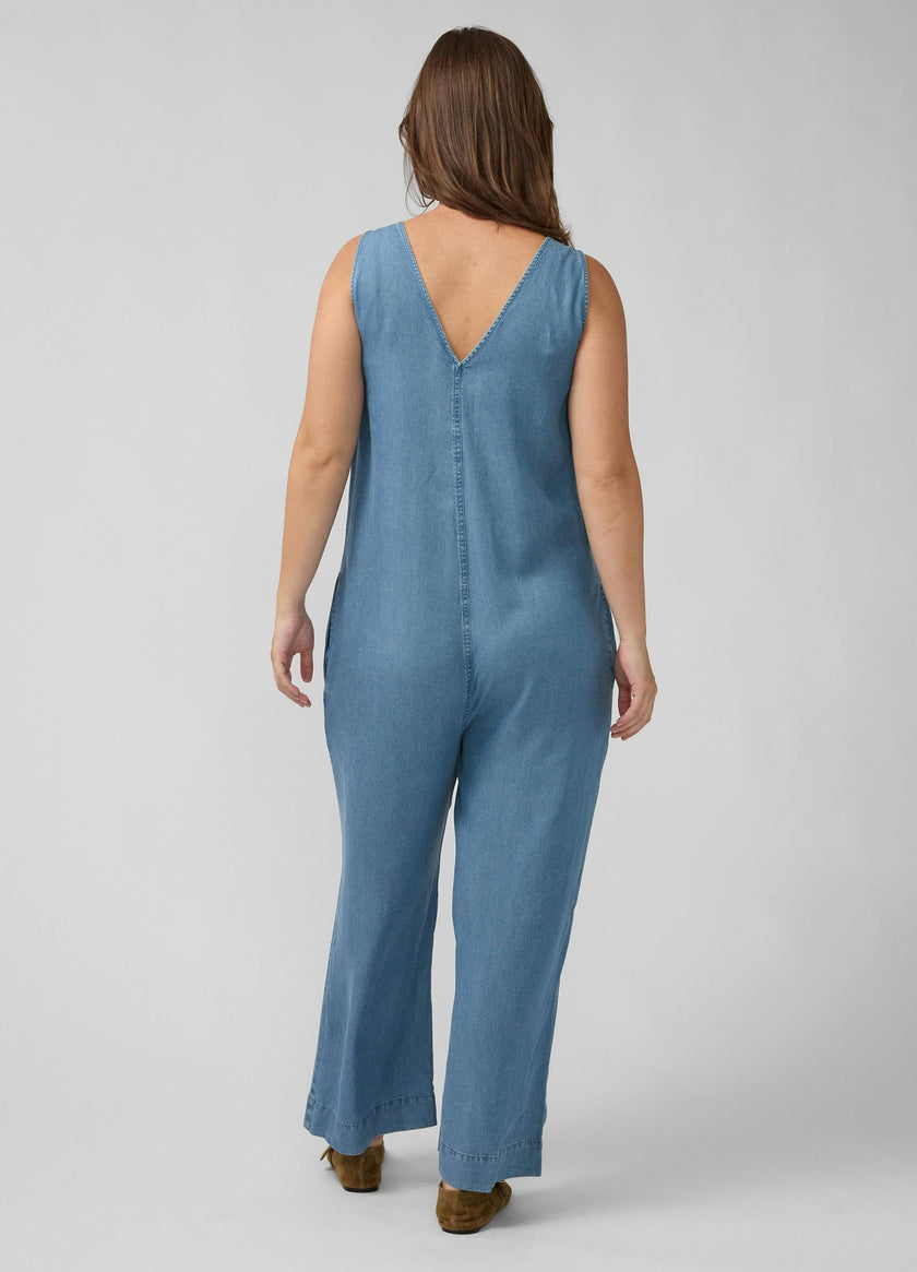 Wide Leg Chambray Maternity and Nursing Jumpsuit