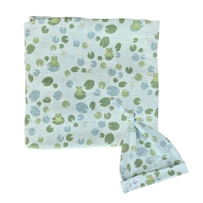 Bamboo Muslin Swaddle Blanket & Topknot Set