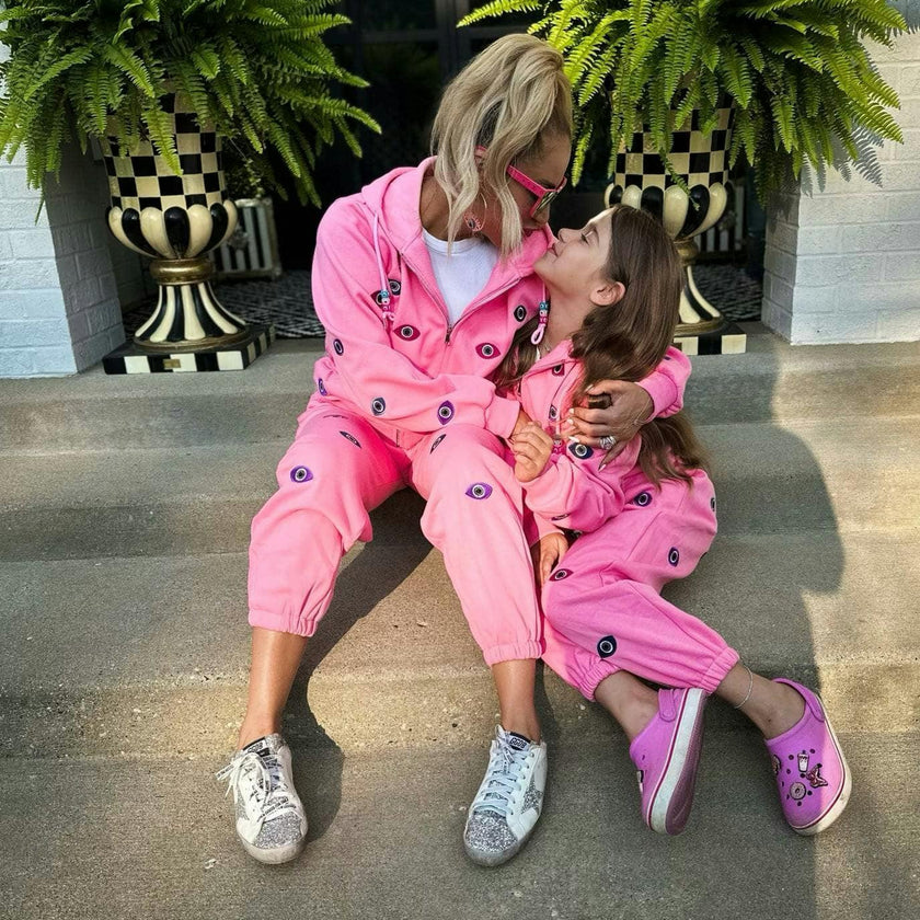 Women's Evil Eye Hoodie Set Pink