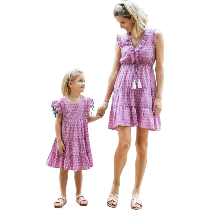 Sophie Scoop Neck Short Sleeve Tassel Dress