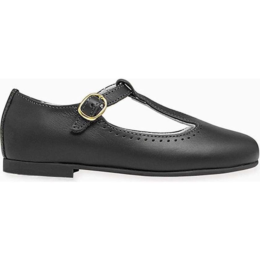 Black Leather Girl T-Bar Shoes