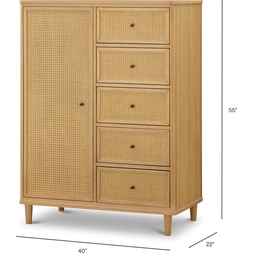 Marin with Cane Assembled Chifforobe in Honey/Honey Cane