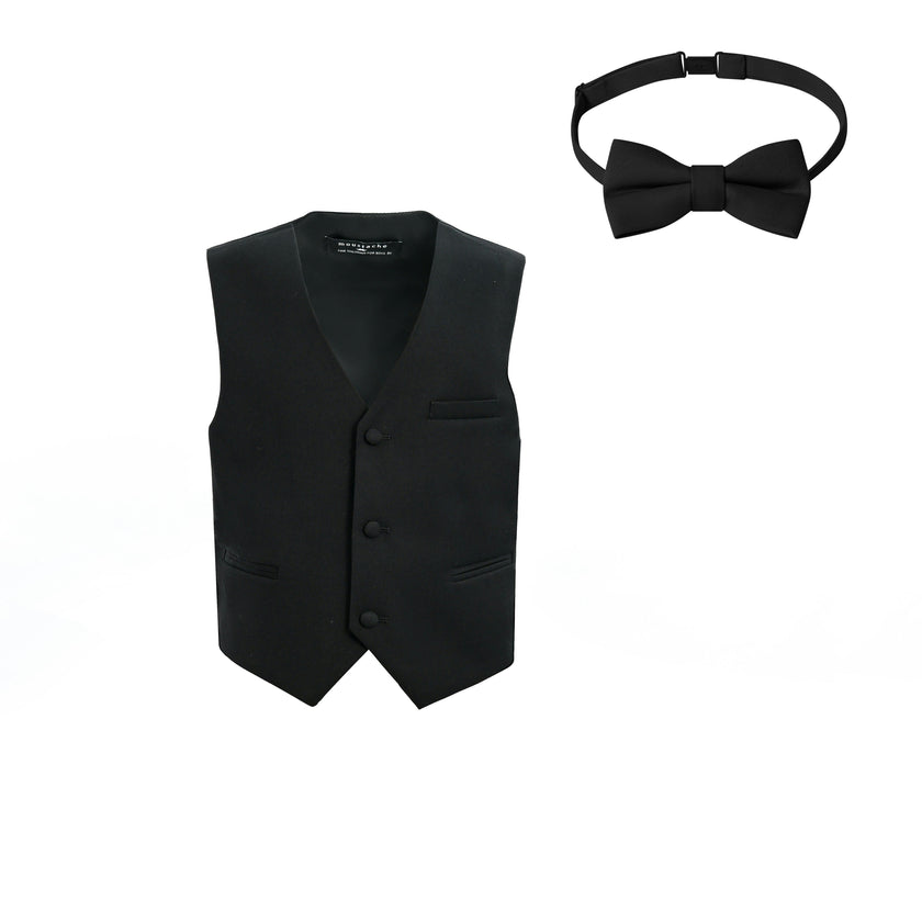 Black Vest Bow Tie Set