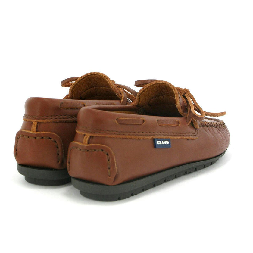 Laces Moccasin in Smooth Leather, Cuoio