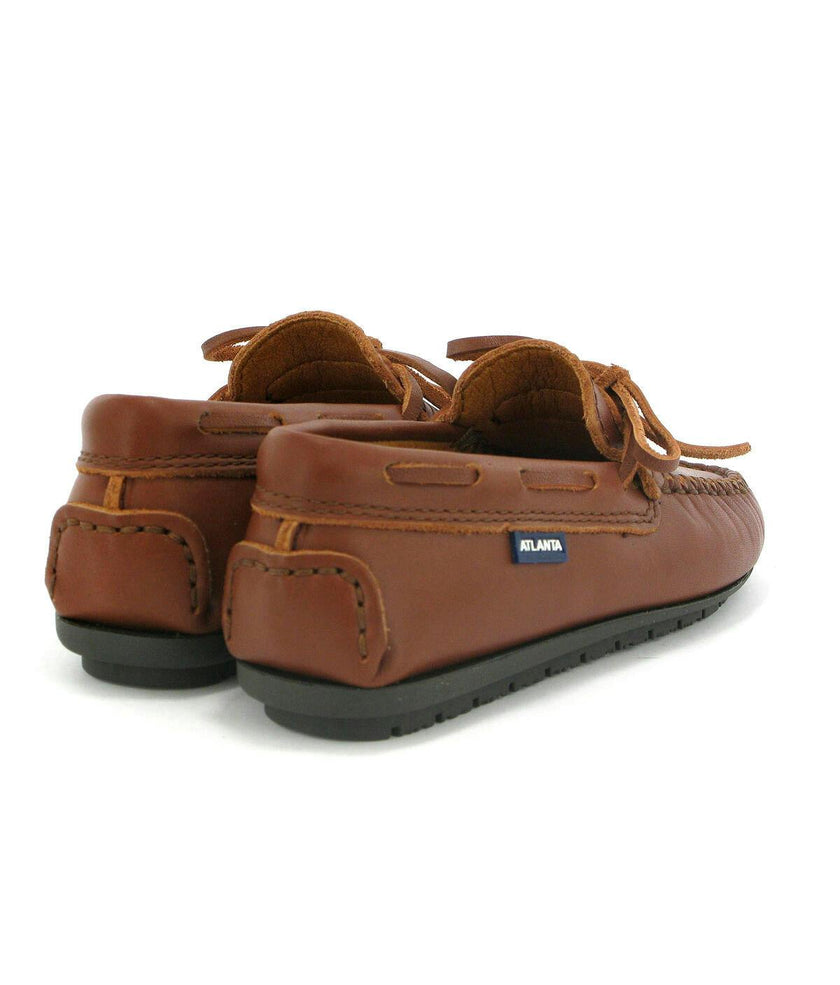 Laces Moccasin in Smooth Leather, Cuoio