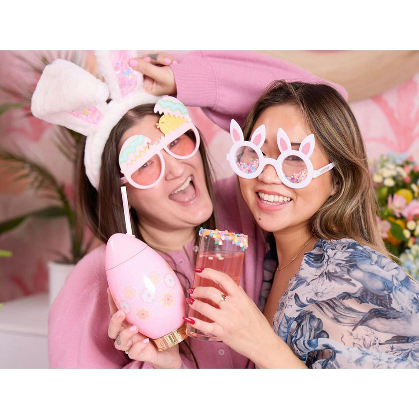 Packed Party Peek-a-Boo Chick Novelty Glasses - Pink Frames with Glitter Chick and Pastel Egg Details, Pink Lenses, and Peep This Gold Text, 5.9x3.5 Inch
