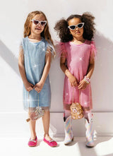 Crystal Feather Trim Sleeve Shimmer Sequin Dress