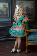 Aqua Sunset Sparkle Dress