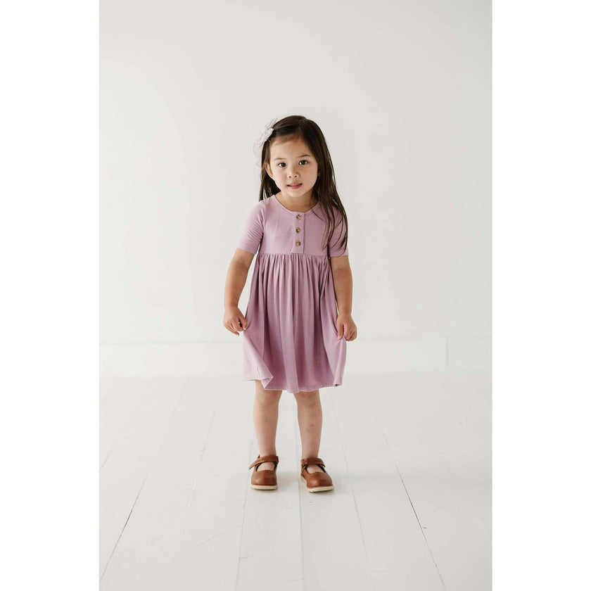 Short Sleeve Henley Dress Thistle