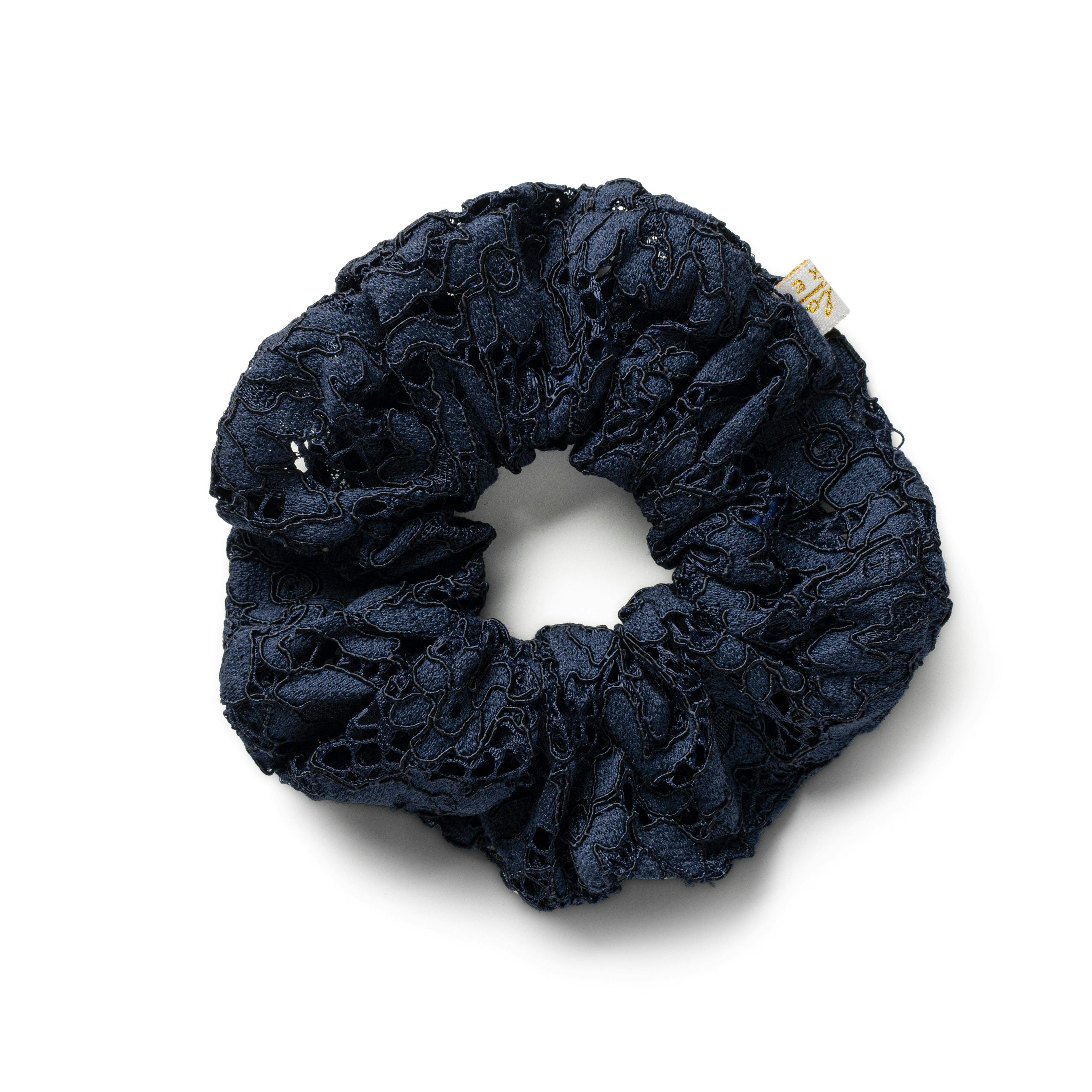 Halo Luxe Evelina Lace Scrunchie - Navy