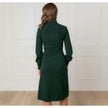 Organic Mock Neck Bodice Stitch Sweater Dress, Green