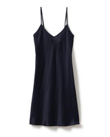 The Bijou Silk Mini Slip Dress in Navy