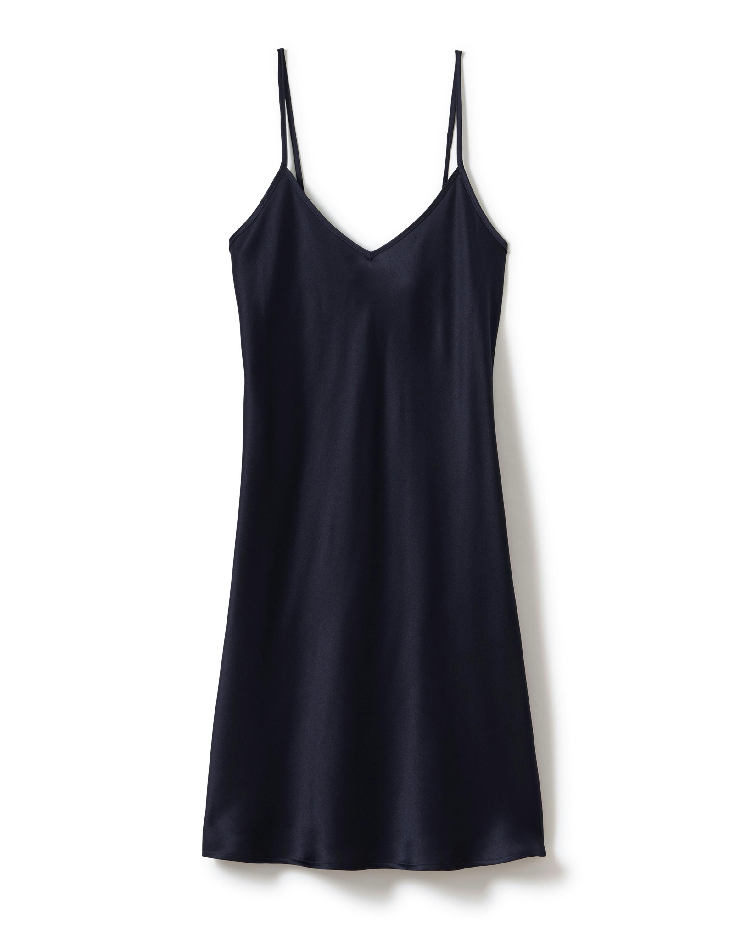 The Bijou Silk Mini Slip Dress in Navy