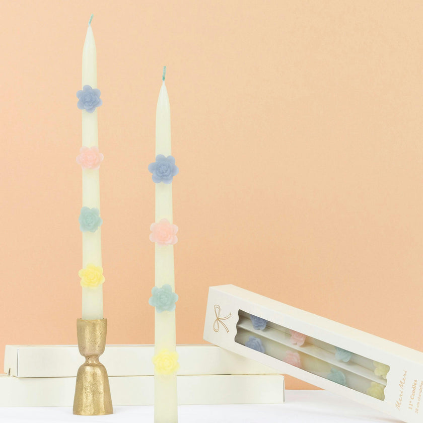 Pastel Flower Taper Candles