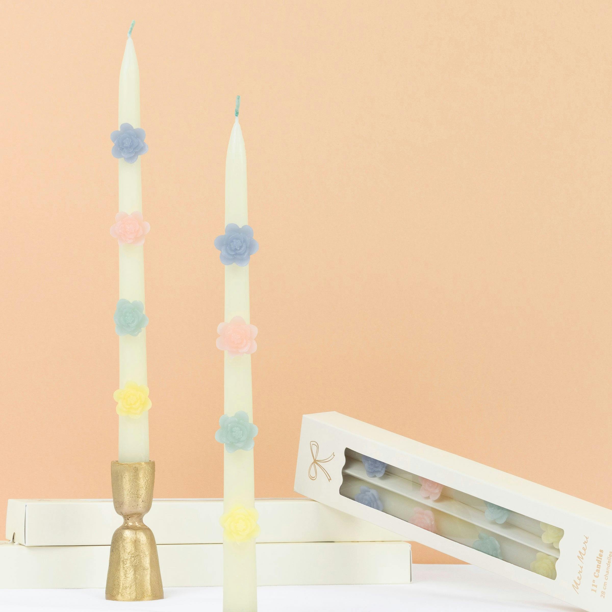 Pastel Flower Taper Candles