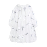 White Floral Embroidered Dress