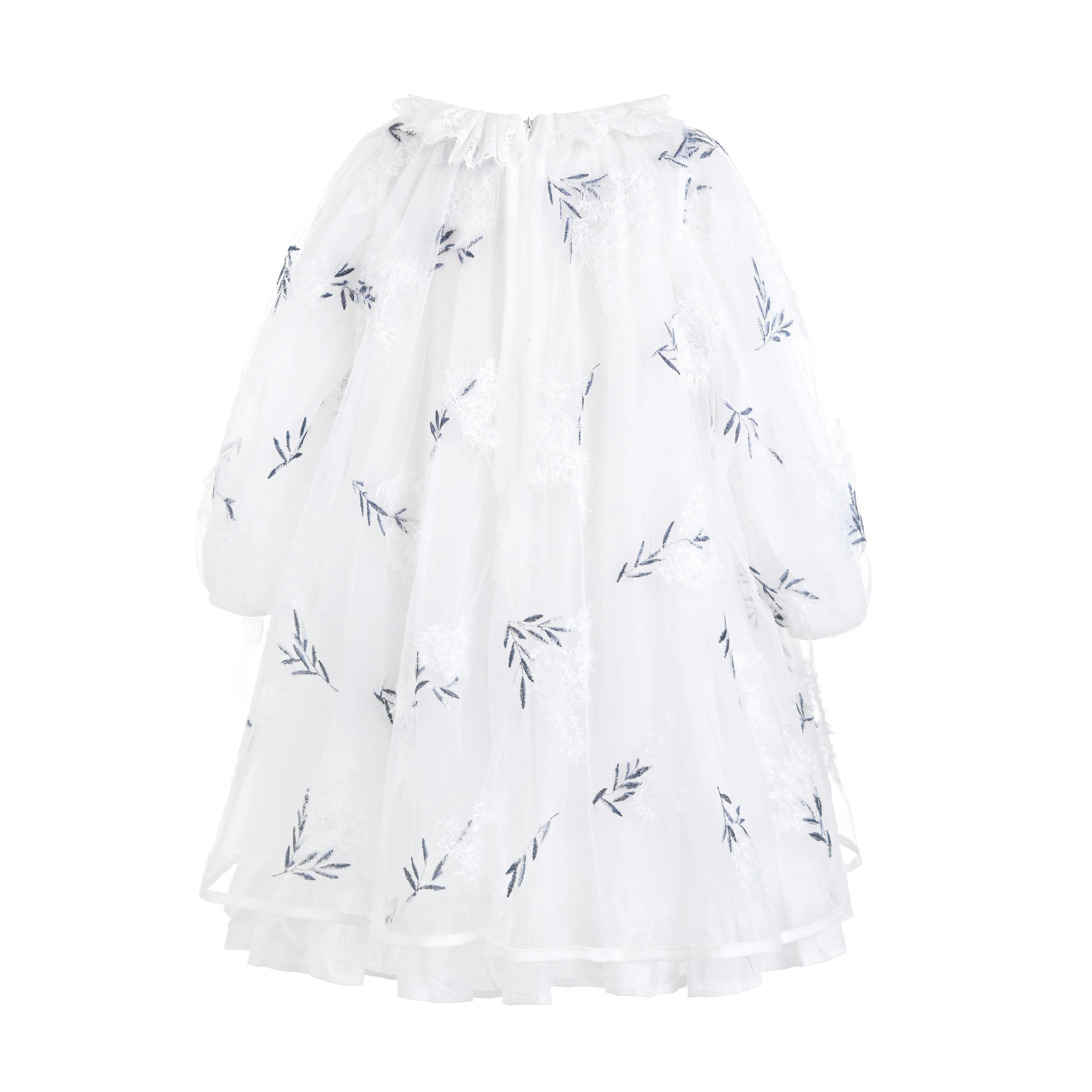 White Floral Embroidered Dress