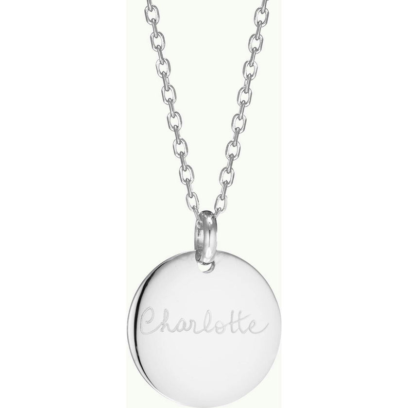 Personalized Signature Disc Necklace, Sterling Silver