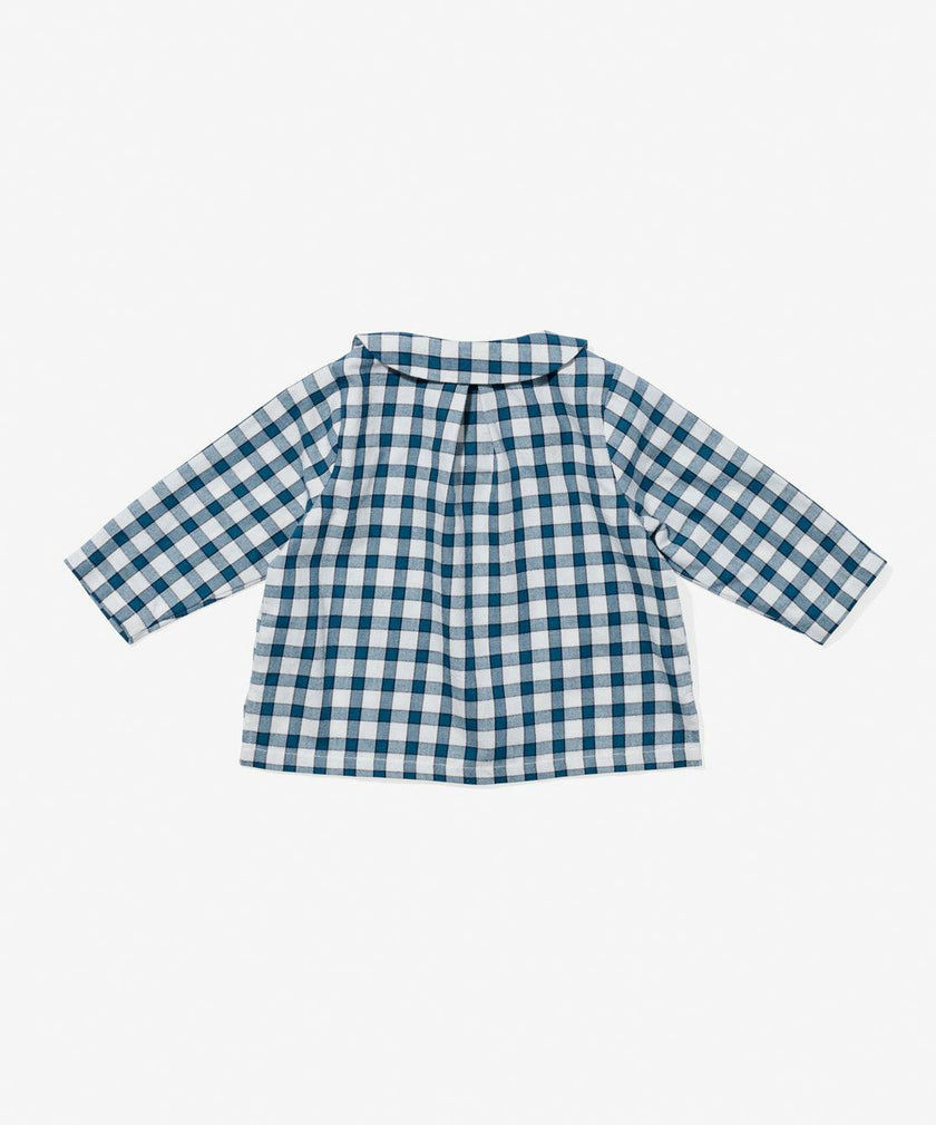 Jefferson Baby Shirt, Blue Picnic Check